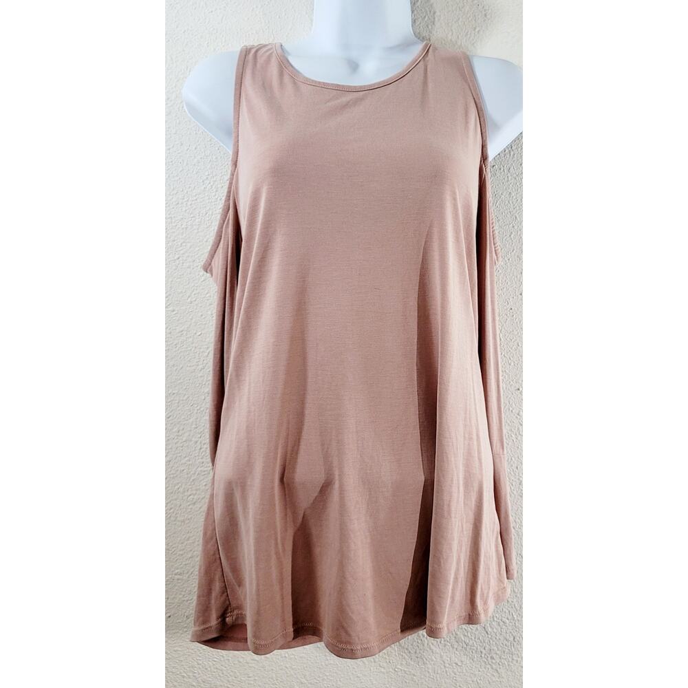 Sweet Rain Mauve Cold Shoulder Ruffled Sleeves Top Large Lightweight Soft Flowy